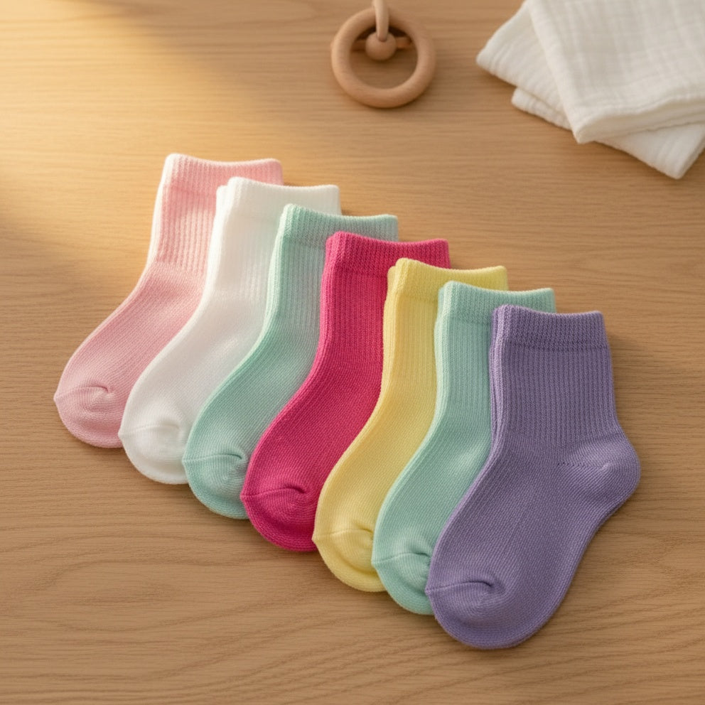 Little Rainbow Ribbed Baby Socks (Pack of 7)