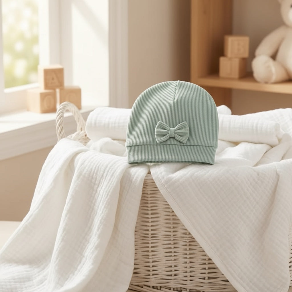 Little Bow Ribbed Bonnet