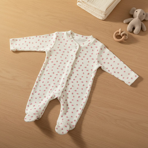 Little Strawberry Ribbed Sleepsuit