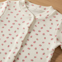 Little Strawberry Ribbed Sleepsuit