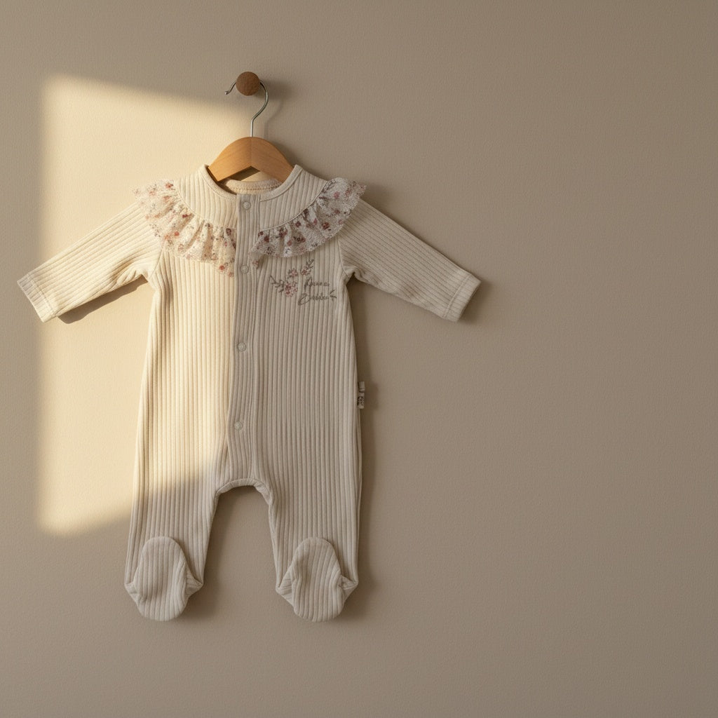 Little Garden Ribbed Sleepsuit