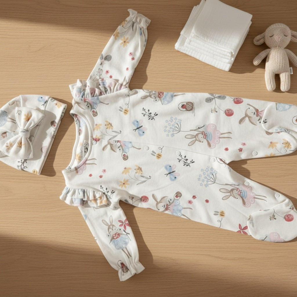 Little Rabbit Sleepsuit and Headband Set