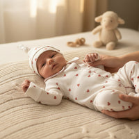 Little Heart Sleepsuit and Hat Set