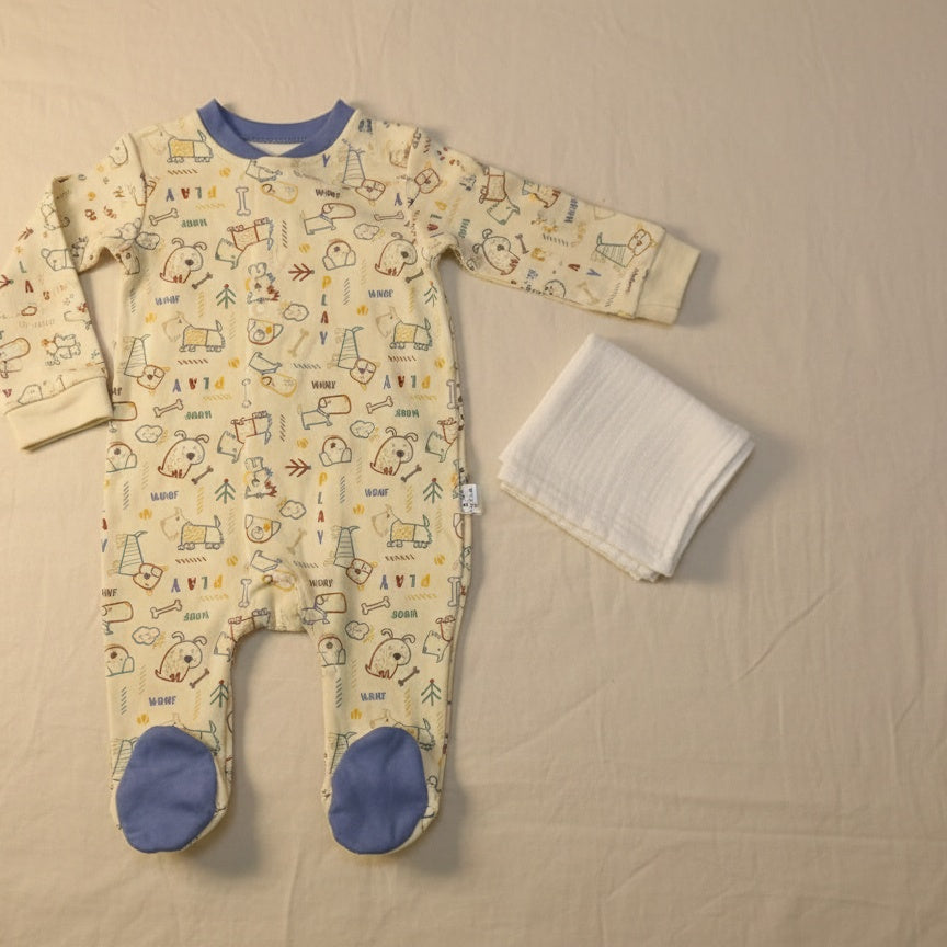 Little Dog Sleepsuit and Hat Set