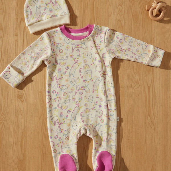 Little Kitty Sleepsuit and Hat Set