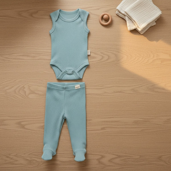 Little Ribbed Bodysuit and Pants Set