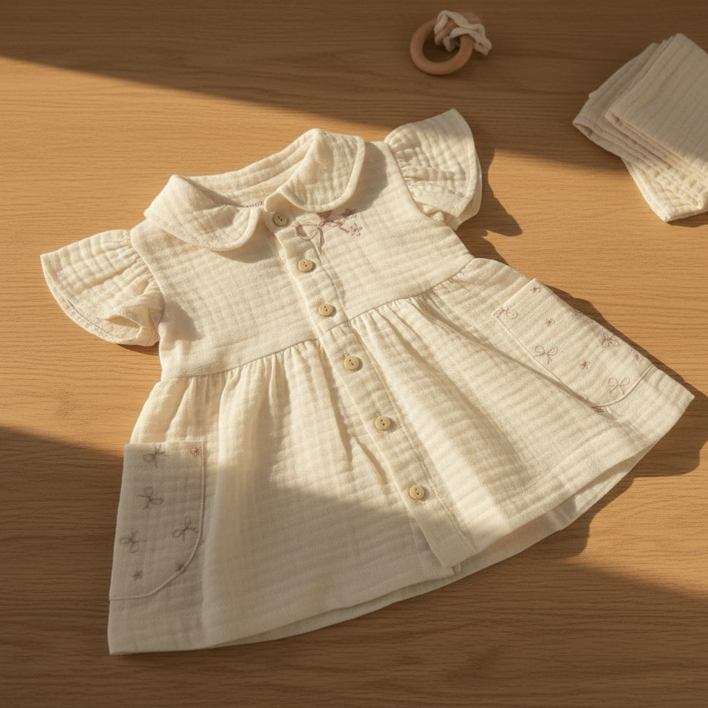 Little Bow Button Down Dress