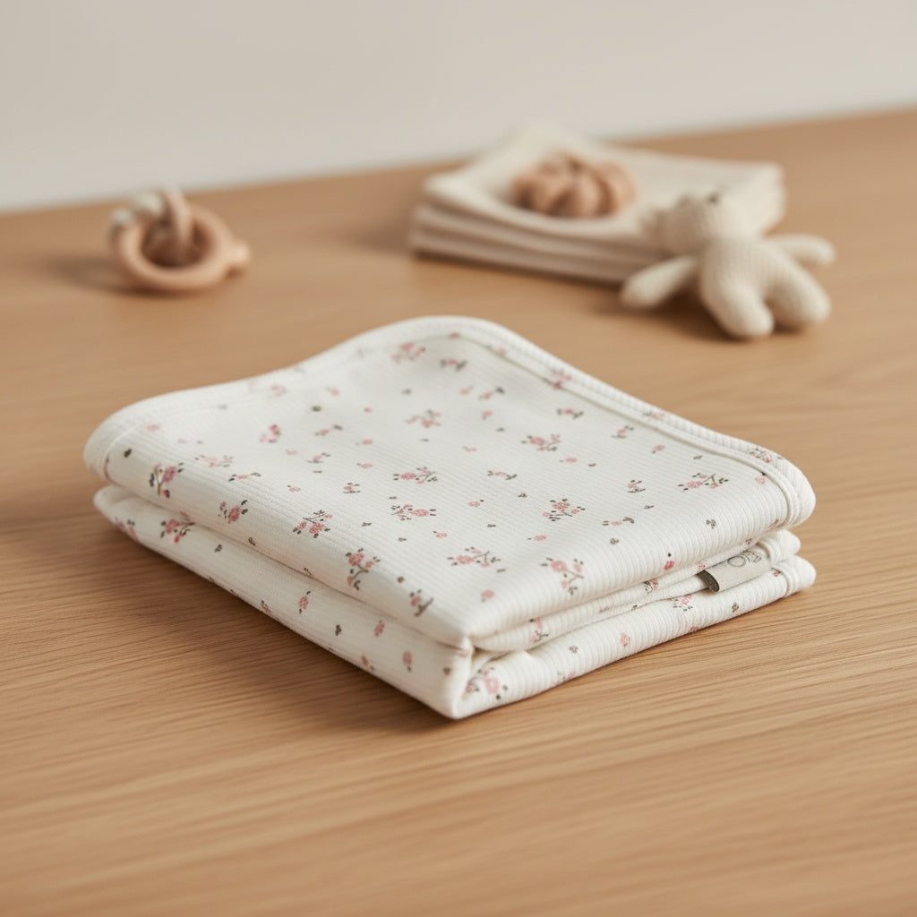 Little Floral Ribbed Blanket