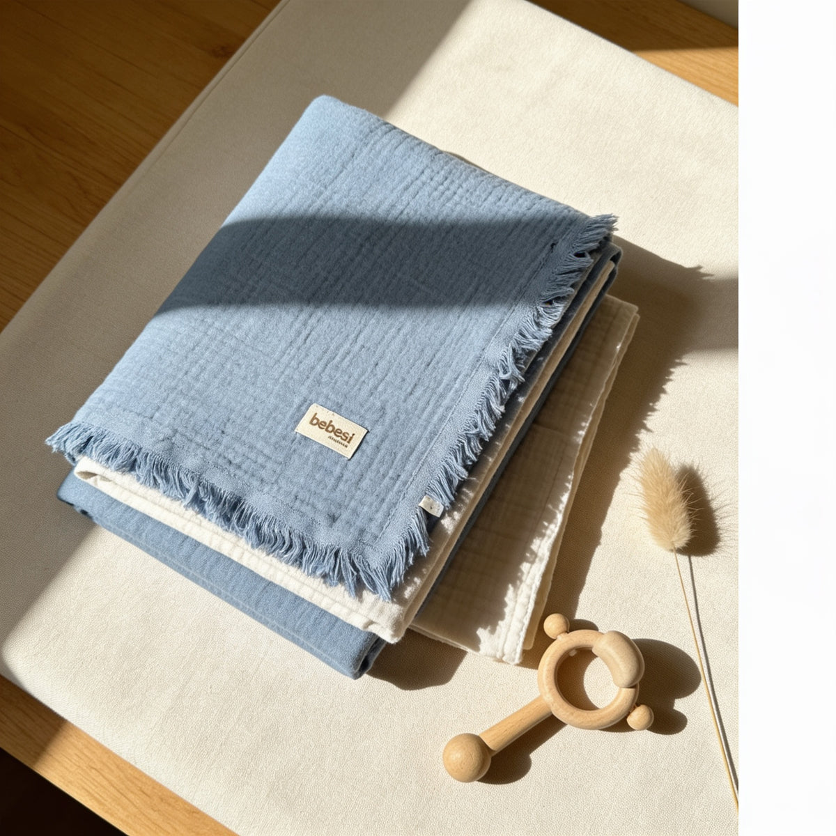 Little Fringe Muslin Blanket
