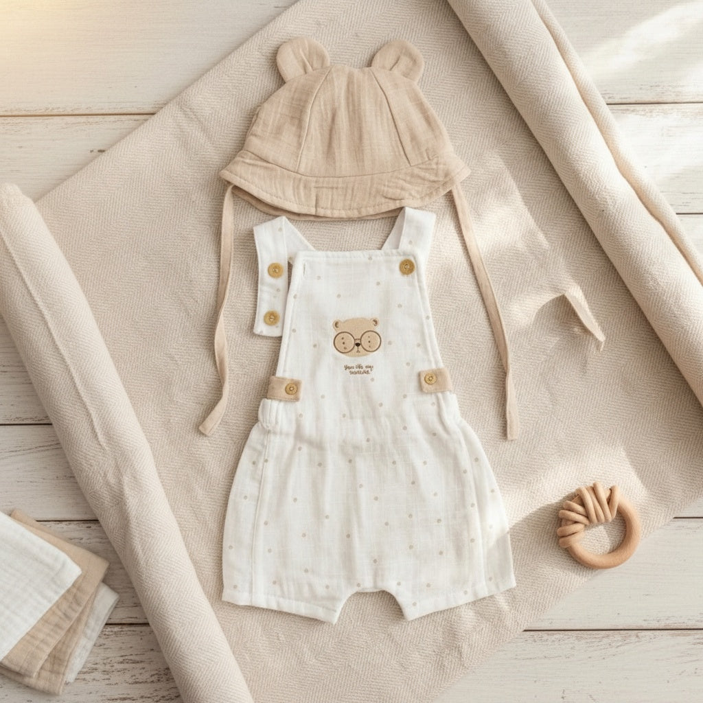 Name: Little Bear Overall and Bonnet Set