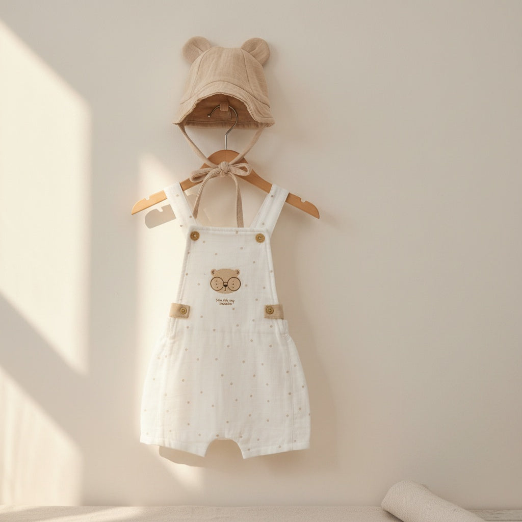 Name: Little Bear Overall and Bonnet Set