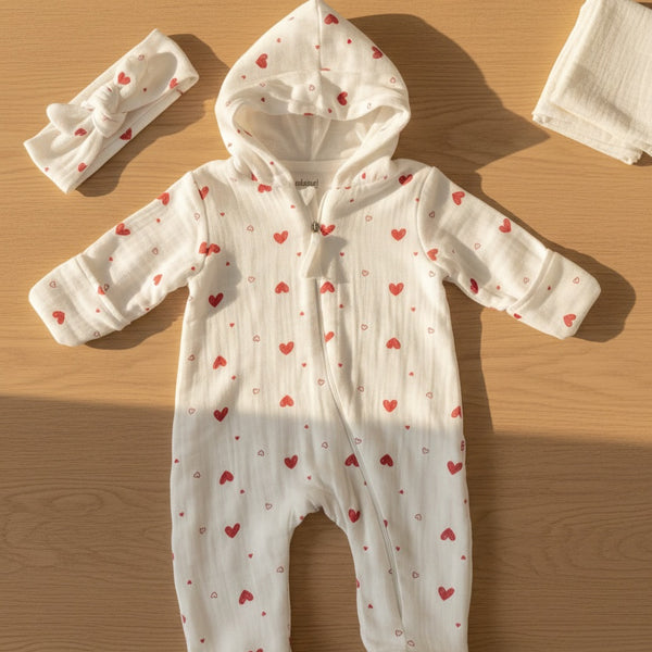 Little Heart Hooded Sleepsuit