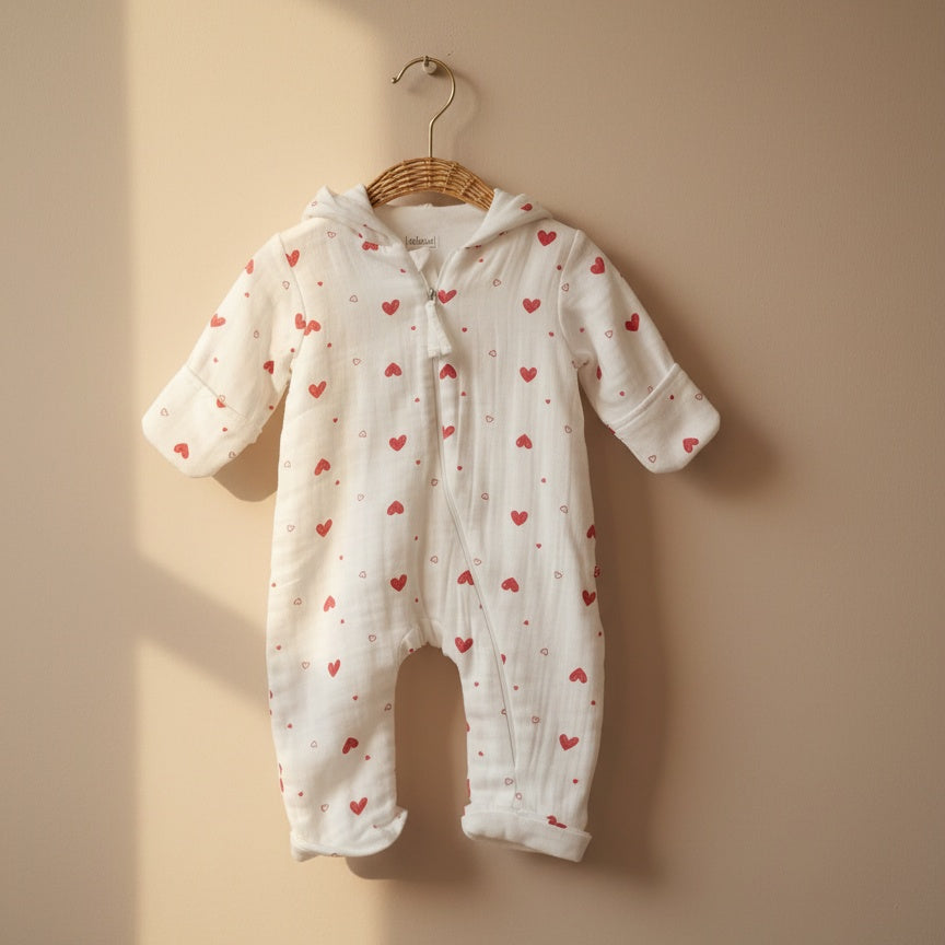 Little Heart Hooded Sleepsuit