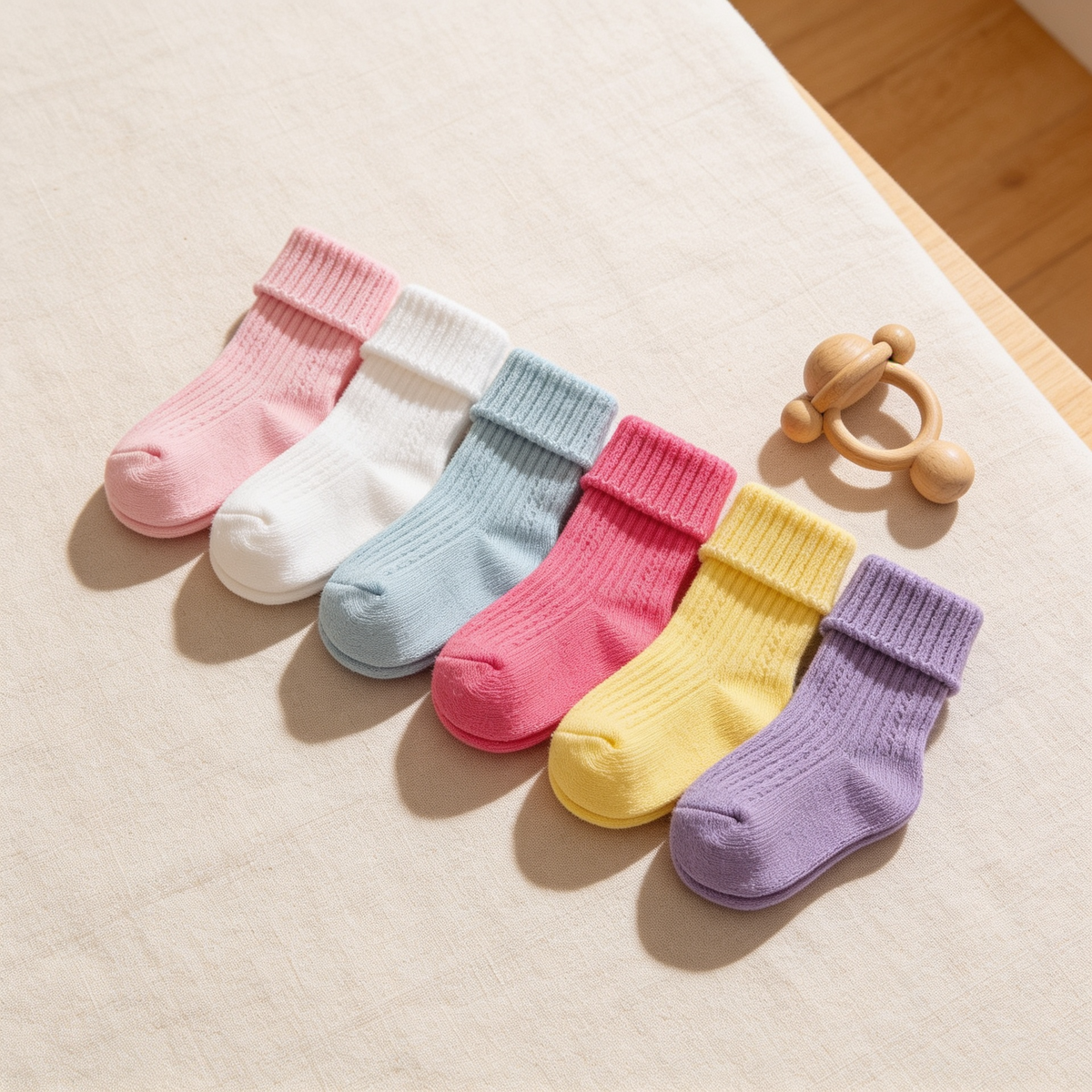 Little Rainbow Ribbed Baby Socks (Pack of 7)