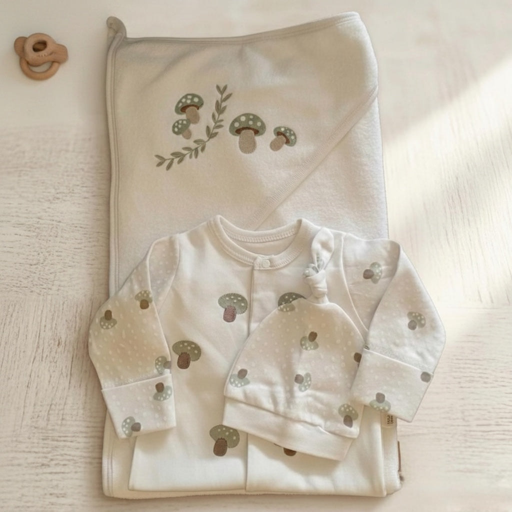 Little Mushroom Sleepsuit and Towel Set
